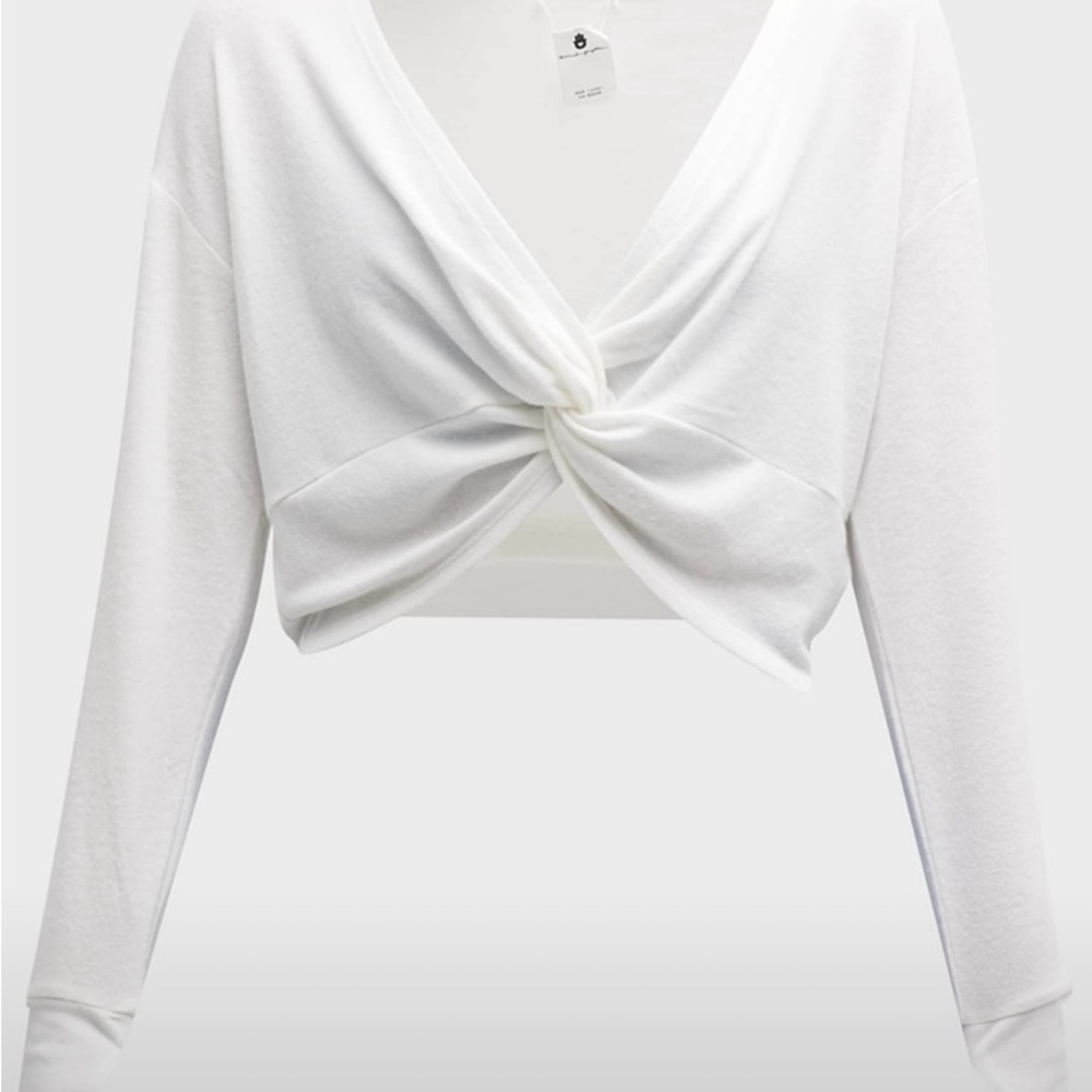 Spiritual Gangster White Twist-Front Women's Top - Picture 2 of 6